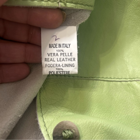 Vera Pelle Green and Yellow Bomber Jacket Lightweight Casual Vintage - Picture 8 of 8